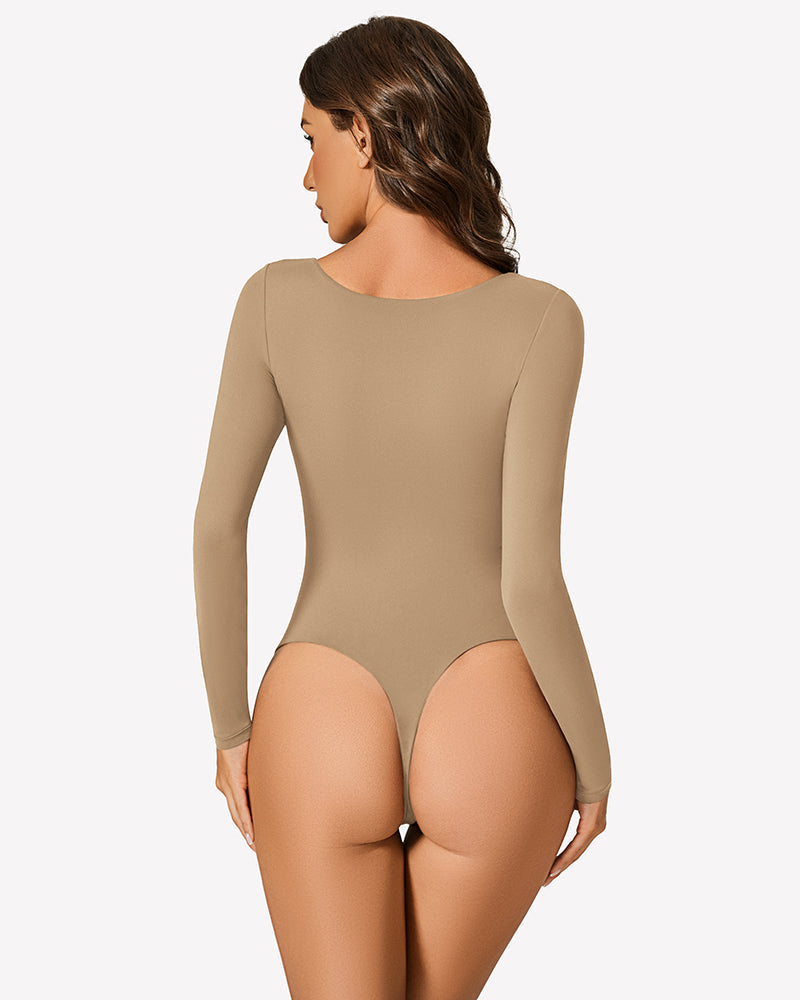 Long Sleeve Bodysuit Cutout Shapewear Shaperwear-bodysuit - Tophatter Daily Deals