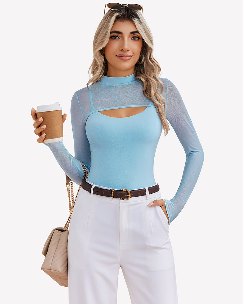 Long Sleeve Tops Bodysuits Two Piece Outfit Shaperwear-bodysuit - Tophatter Daily Deals