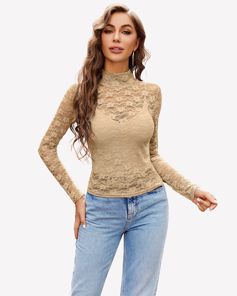 Long Sleeve Bodysuit Lace Tops Two Piece Set Shaperwear-bodysuit - Tophatter Daily Deals