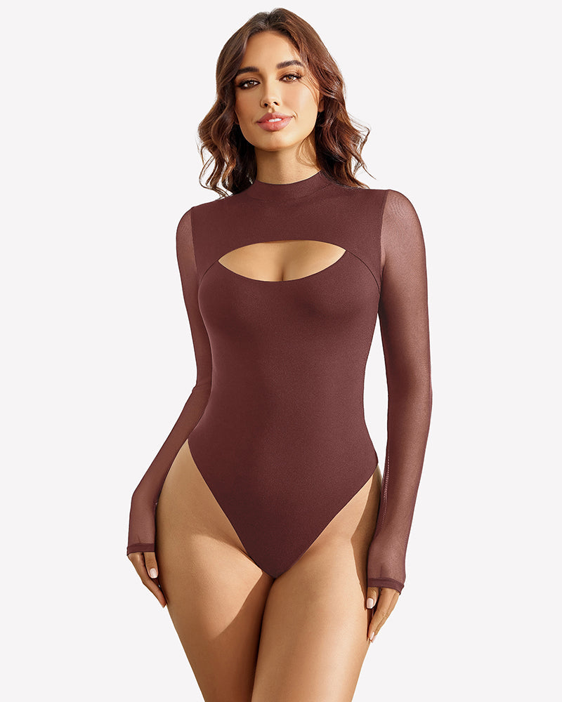 Long Sleeve Thong Bodysuit Shapewear Purple Red Shaperwear-bodysuit - Tophatter Daily Deals