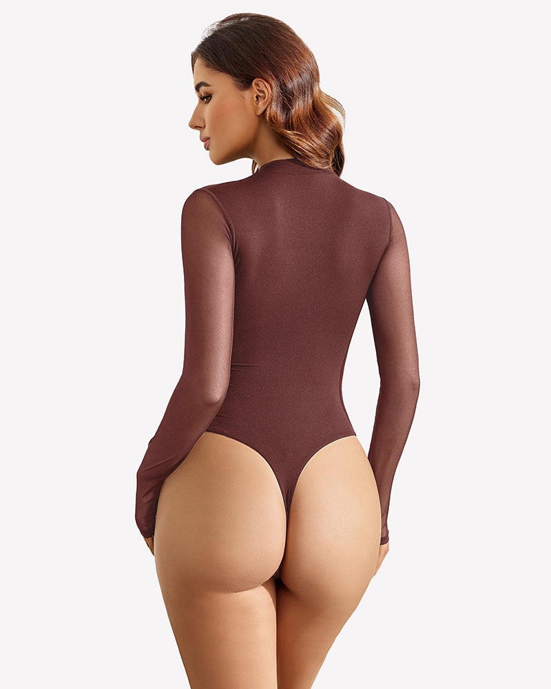 Long Sleeve Thong Bodysuit Shapewear Shaperwear-bodysuit - Tophatter Daily Deals