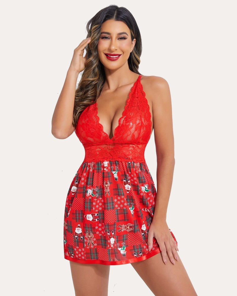 Lace Babydoll Lingerie Christmas Lingerie-Babydolls - Tophatter Daily Deals