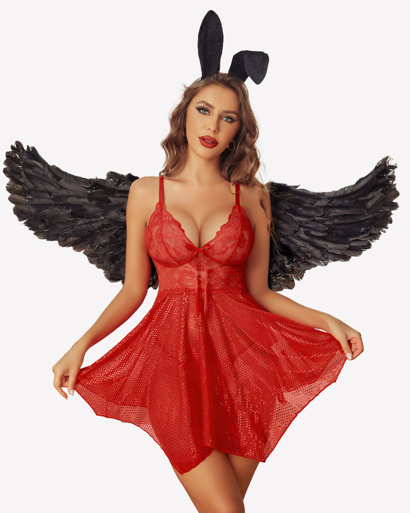 Christmas Lingerie Mesh Nightgown Lingerie-Babydolls - Tophatter Daily Deals