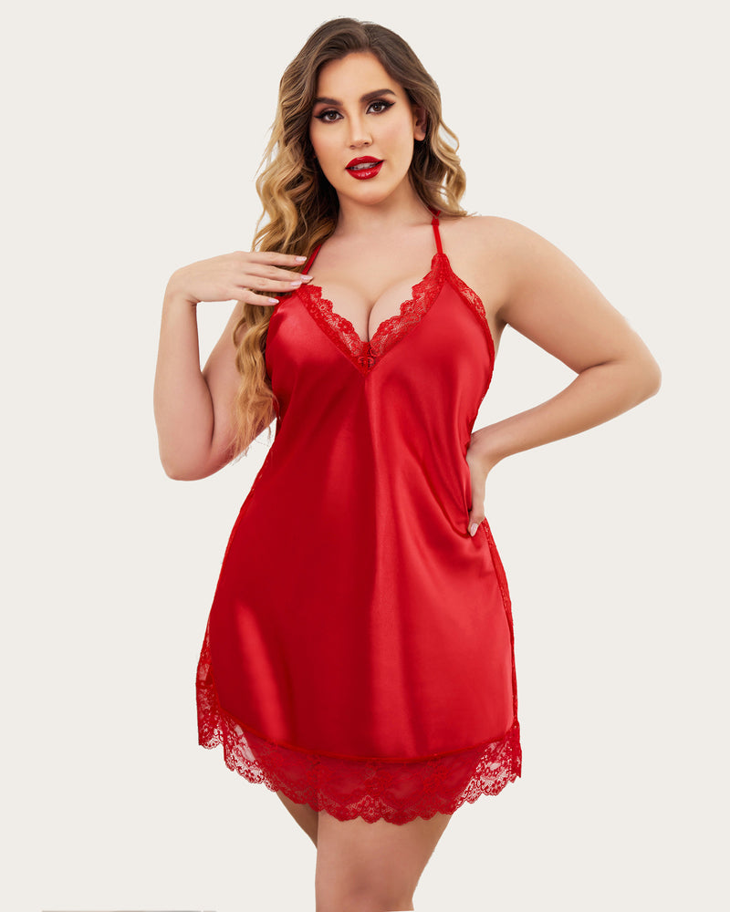 Satin Lace Chemise Lingerie Sleepwears-dresses - Tophatter Daily Deals