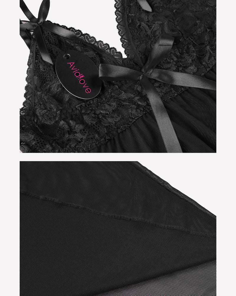 V Neck Lace Babydoll Boudoir Outfits Lingerie-Babydolls - Tophatter Daily Deals