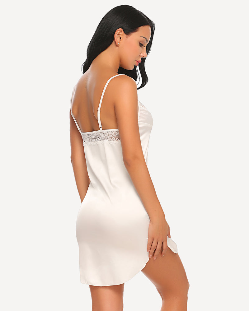 Satin Lace Full Slip Sleepdress (DE Only) Lingeries-Chemises - Tophatter Daily Deals