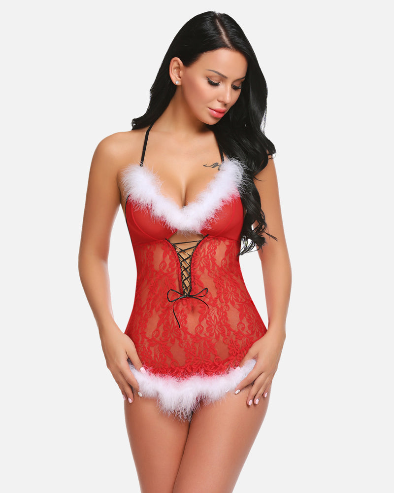 Christmas Santa Lingerie Teddy Lingeries-Bodysuits - Tophatter Daily Deals