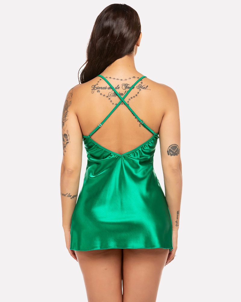 Christmas Satin Lingerie Santa Chemise Sleepwears-dresses - Tophatter Daily Deals