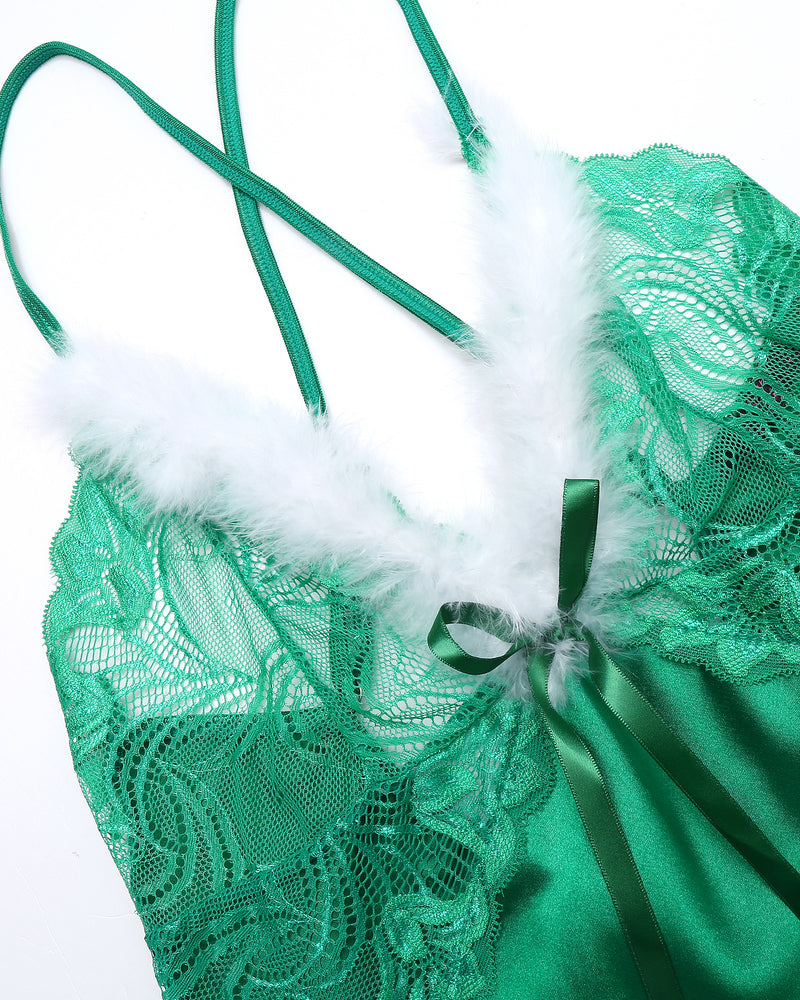 Christmas Satin Lingerie Santa Chemise Sleepwears-dresses - Tophatter Daily Deals