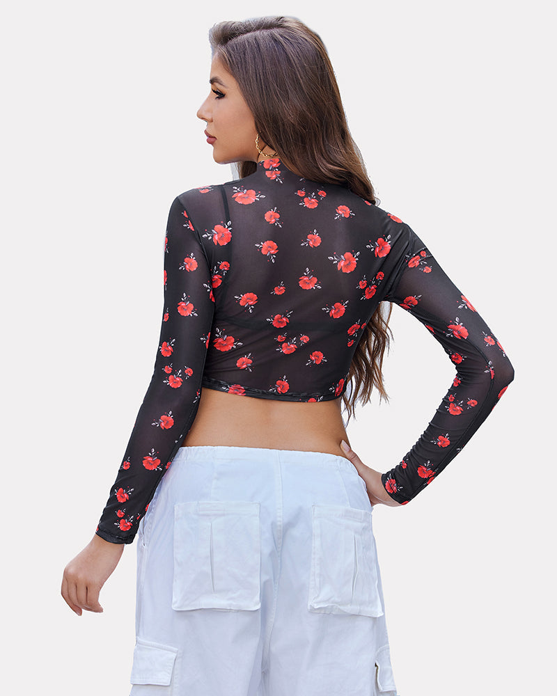 Mesh Y2K Crop Top Lingeries-Crop tops - Tophatter Daily Deals