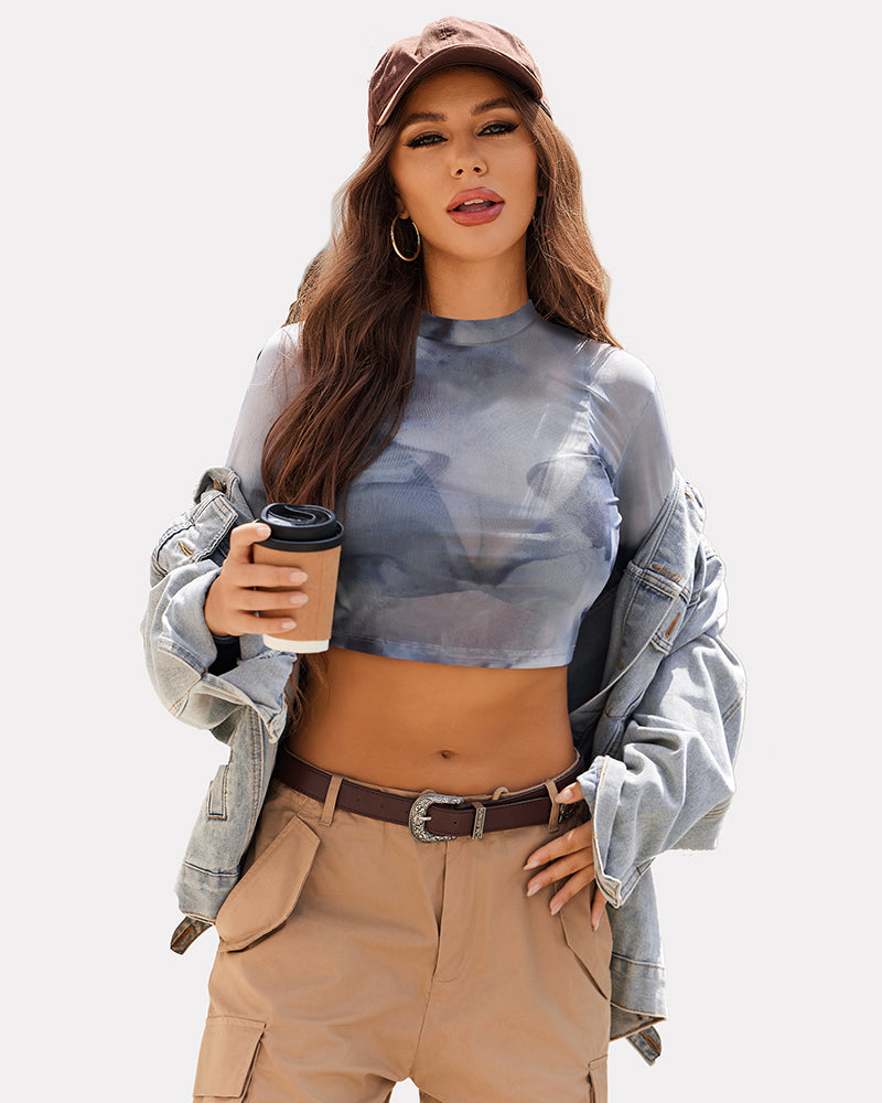 Mesh Y2K Crop Top Lingeries-Crop tops - Tophatter Daily Deals