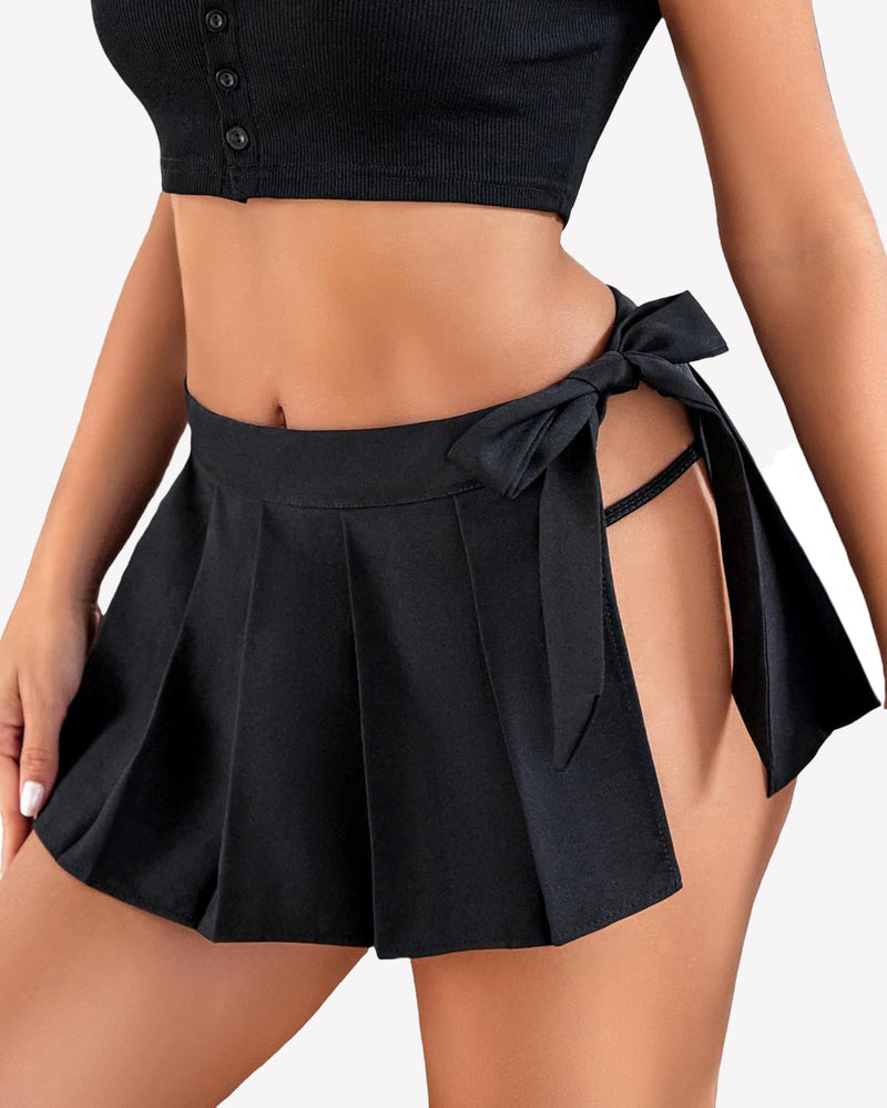 Pleated Mini Skirt Role Play Skirts Black Lingeries-mini skirts - Tophatter Daily Deals