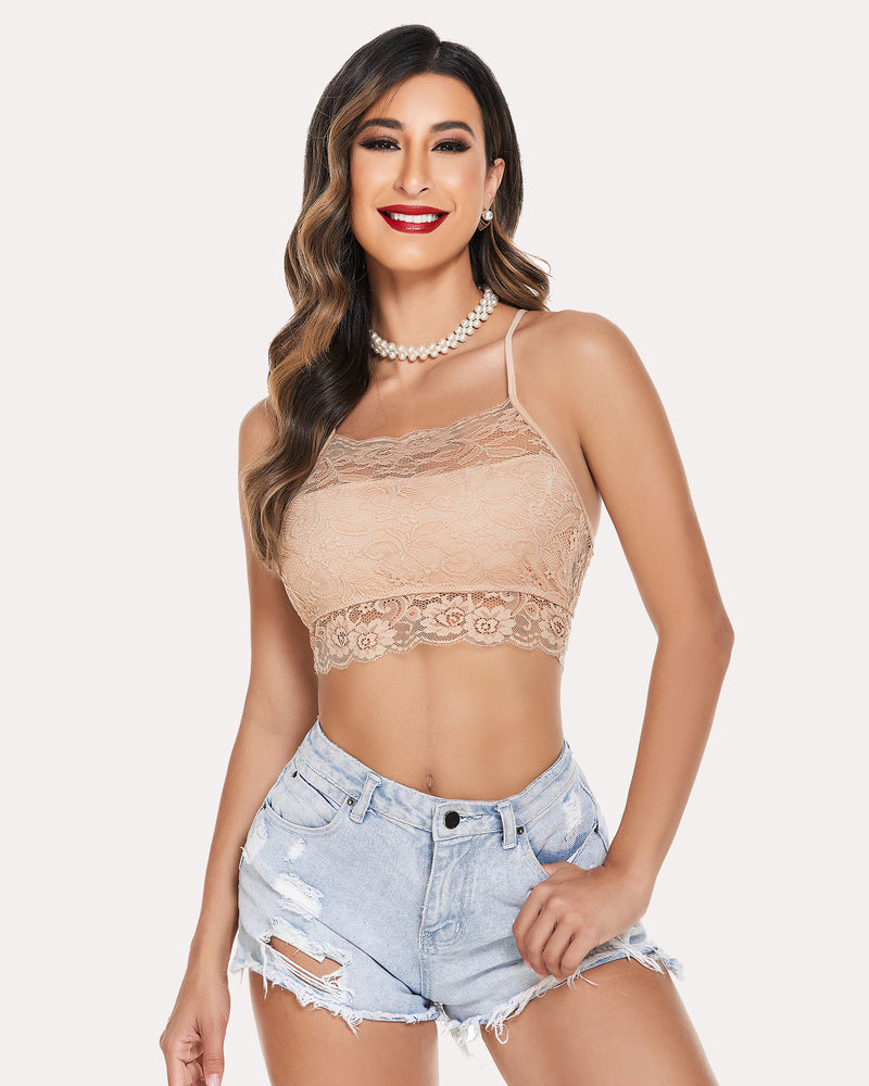 Racerback Double-Layered Crop Top (DE Only) Beige Lingeries-Crop tops - Tophatter Daily Deals