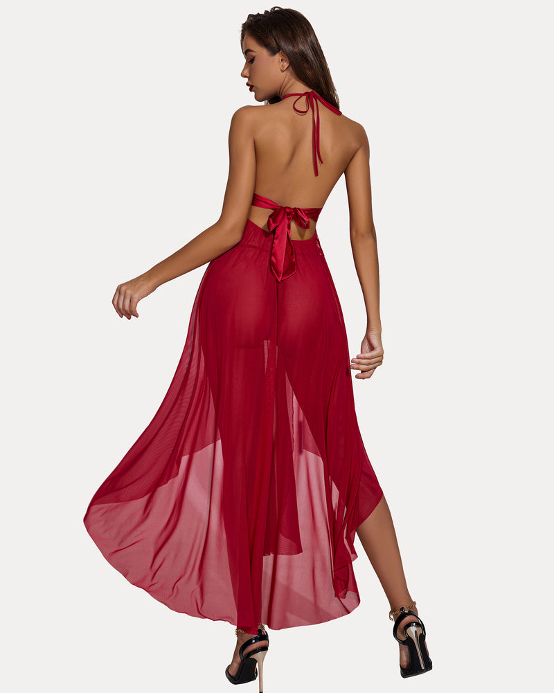 Christmas Mosaic Lace Mesh Dress Sleepwears-nightgowns - Tophatter Daily Deals