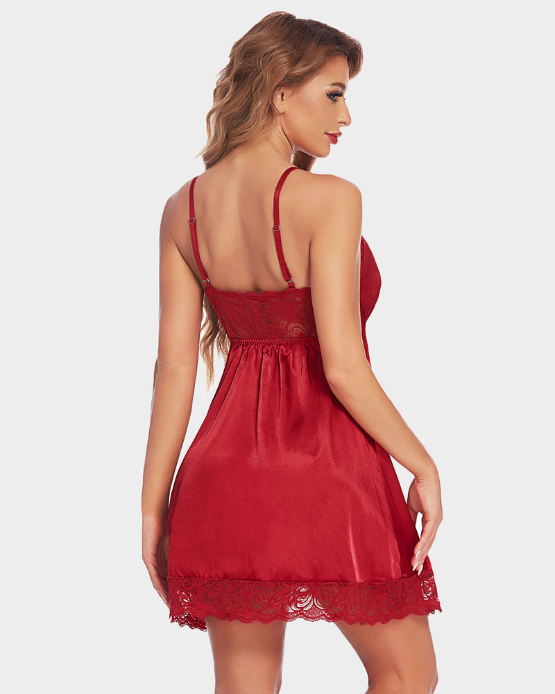 Satin Dress V Neck Nightie (DE Only) Sleepwears-dresses - Tophatter Daily Deals