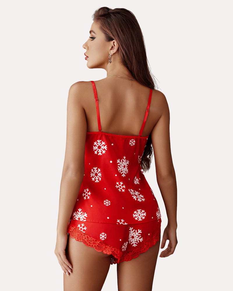 Christmas Satin Pajamas Set Sleepwears-Pajamas Sets - Tophatter Daily Deals