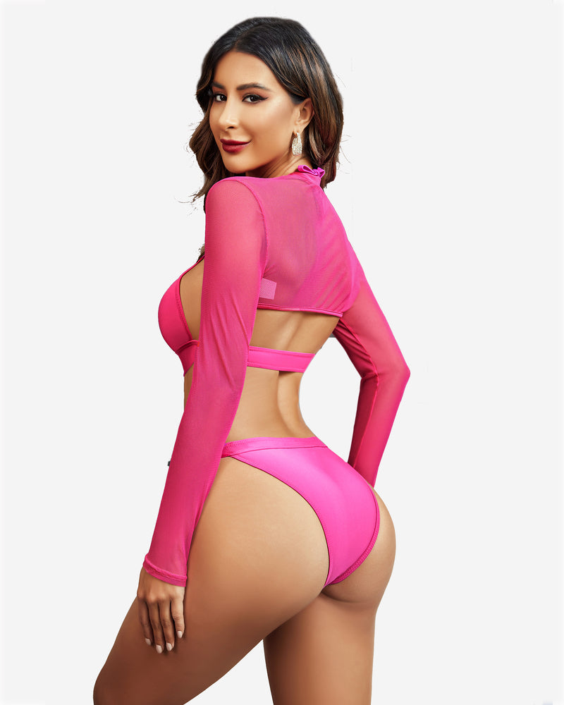 Mock Neck Long Sleeve Crop Top (DE Only) Lingeries-Crop tops - Tophatter Daily Deals