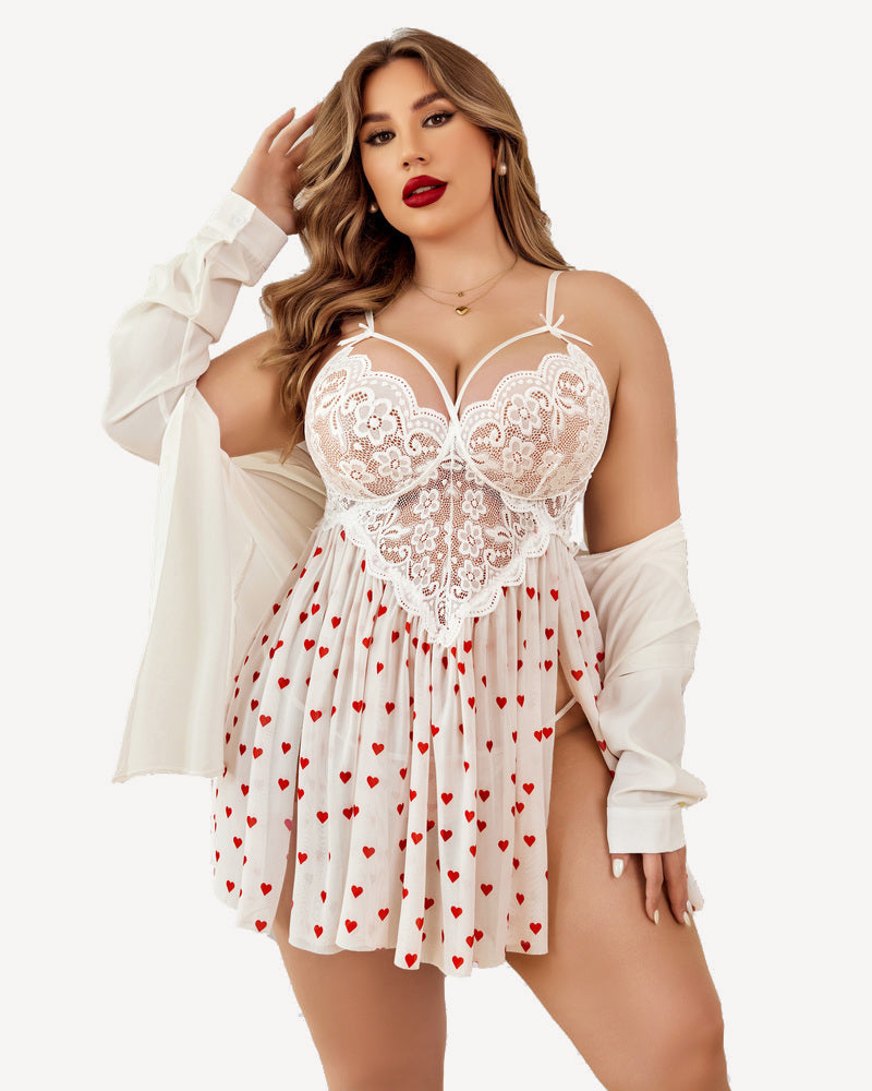 Plus Size Heart Side Slit Nightdress Heart Avidlove-Plus Size-Babydolls - Tophatter Daily Deals
