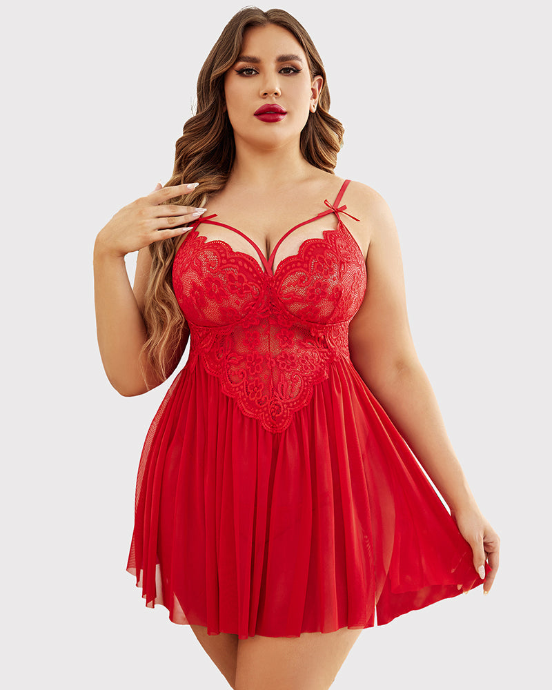 Christmas Plus Size Lace Babydoll Lingerie Sets-Plus size - Tophatter Daily Deals