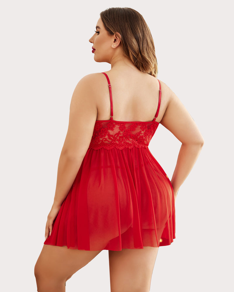 Christmas Plus Size Lace Babydoll Lingerie Sets-Plus size - Tophatter Daily Deals