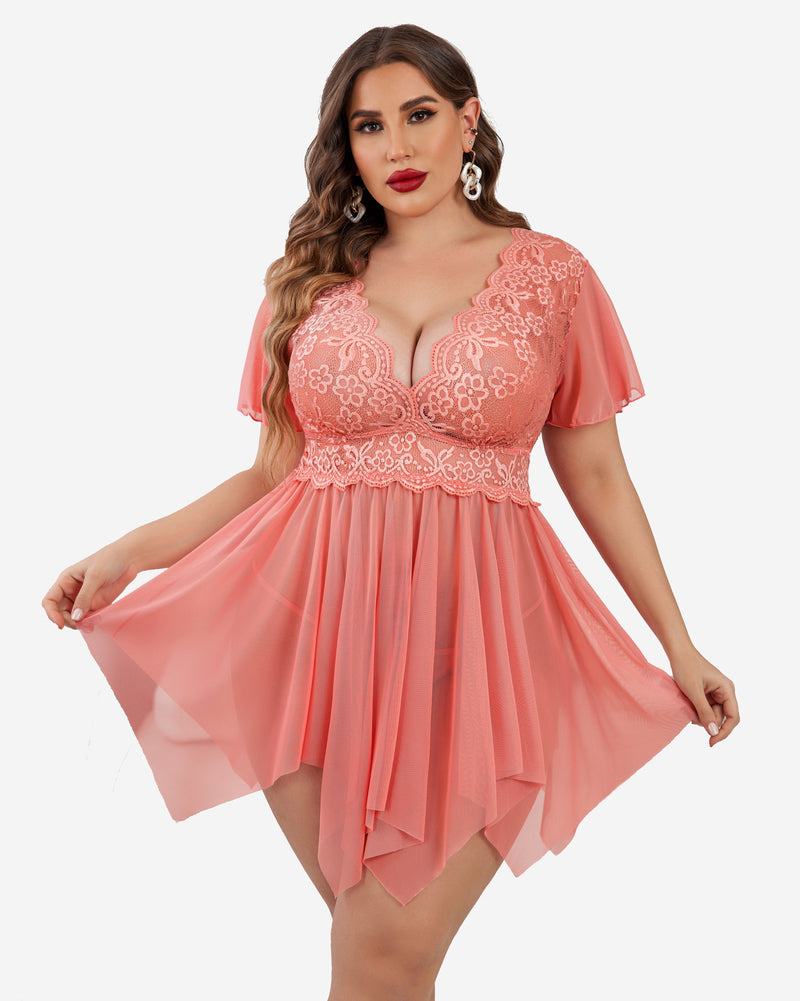 Plus Size Floral Lace Lingerie Lingerie Sets-Plus size - Tophatter Daily Deals