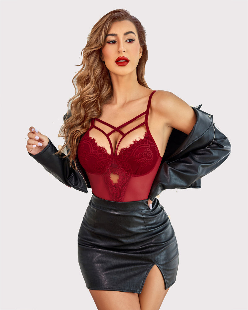 Print Lingerie Floral Lace Bodysuit Lingeries-Bodysuits - Tophatter Daily Deals