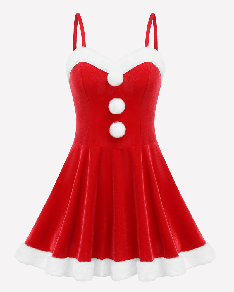 Christmas Dress Santa Outfit With Xmas Gloves and Hat Sleepwears-dresses - Tophatter Daily Deals