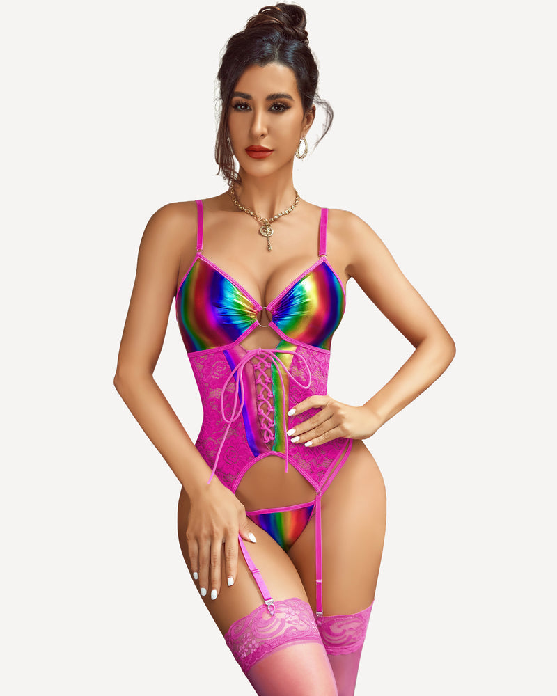 Faux Leather Corset Lingerie (DE Only) Multicolor02 Lingeries-Corsets - Tophatter Daily Deals
