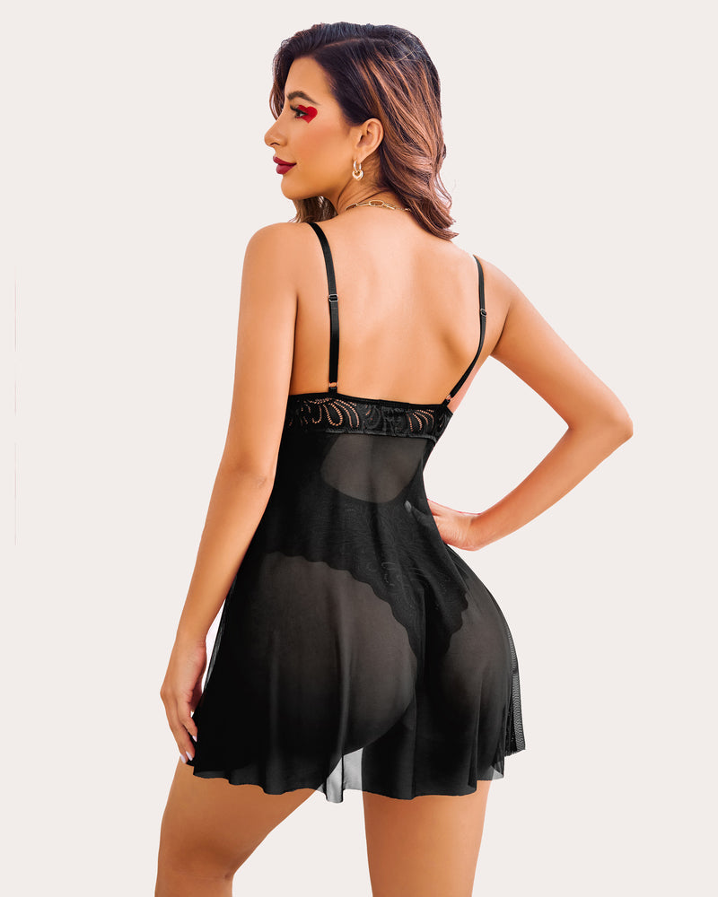 Lace Print Snap Crotch Teddy (DE Only) Lingeries-Bodysuits - Tophatter Daily Deals