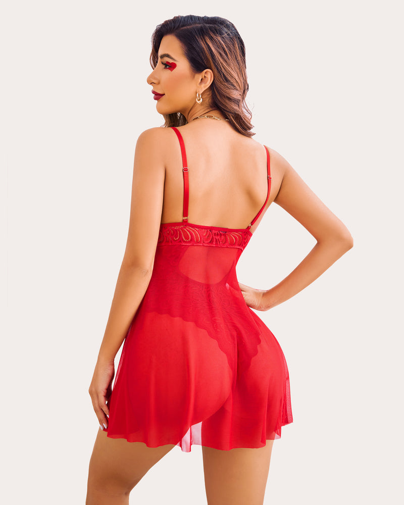 Lace Print Snap Crotch Teddy (DE Only) Lingeries-Bodysuits - Tophatter Daily Deals