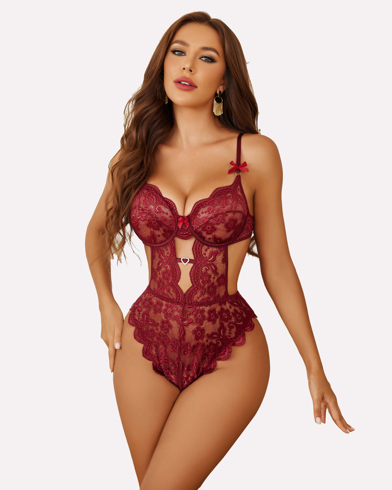 Lace Bodysuit with Mesh Mini Skirt (DE Only) Lingeries-Bodysuits - Tophatter Daily Deals