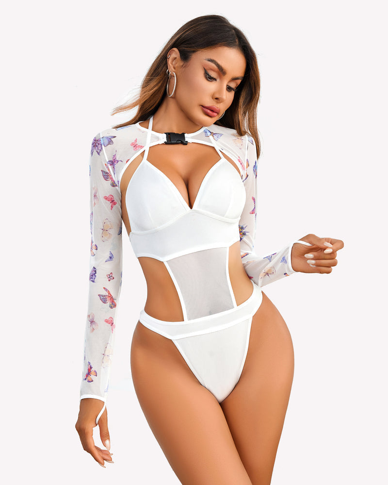Bodysuit +Buckle Shrug Crop Top Set Lingeries-Crop tops - Tophatter Daily Deals