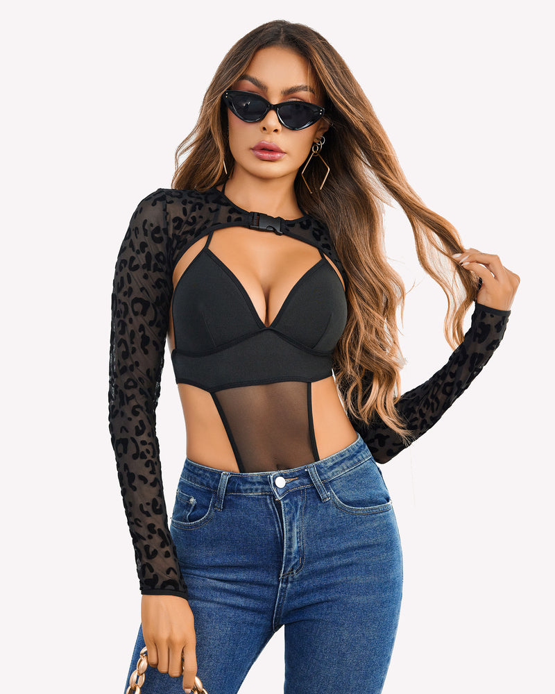 Bodysuit +Buckle Shrug Crop Top Set Lingeries-Crop tops - Tophatter Daily Deals