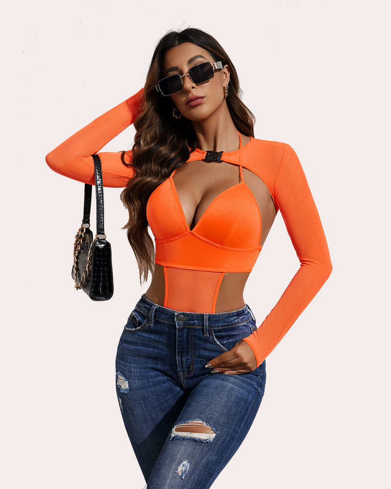 Buckle Shrug Bodysuit Crop Top Set (DE Only) Lingeries-Crop tops - Tophatter Daily Deals