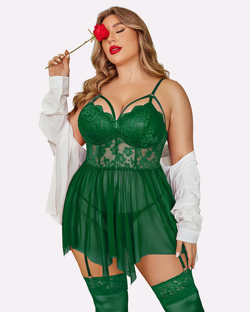 Plus Size Mesh Babydolls Lingerie-Babydolls - Tophatter Daily Deals