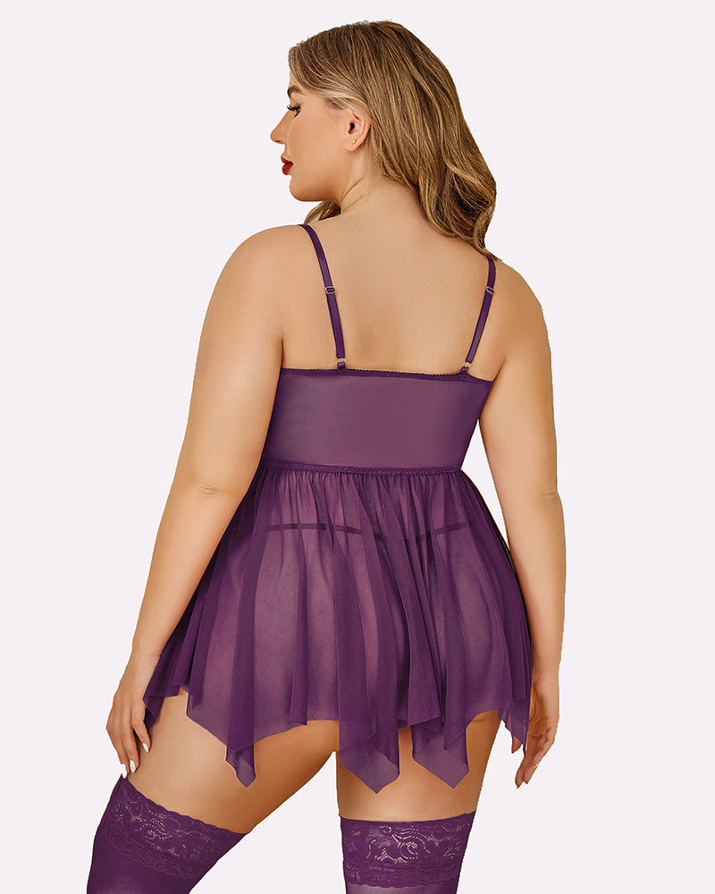 Plus Size Mesh Babydolls Lingerie-Babydolls - Tophatter Daily Deals