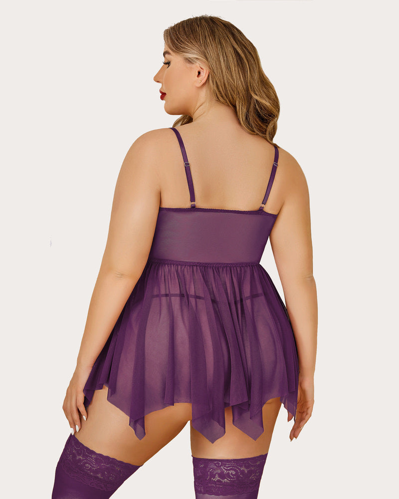 Plus Size Mesh Babydolls Lingerie-Babydolls - Tophatter Daily Deals