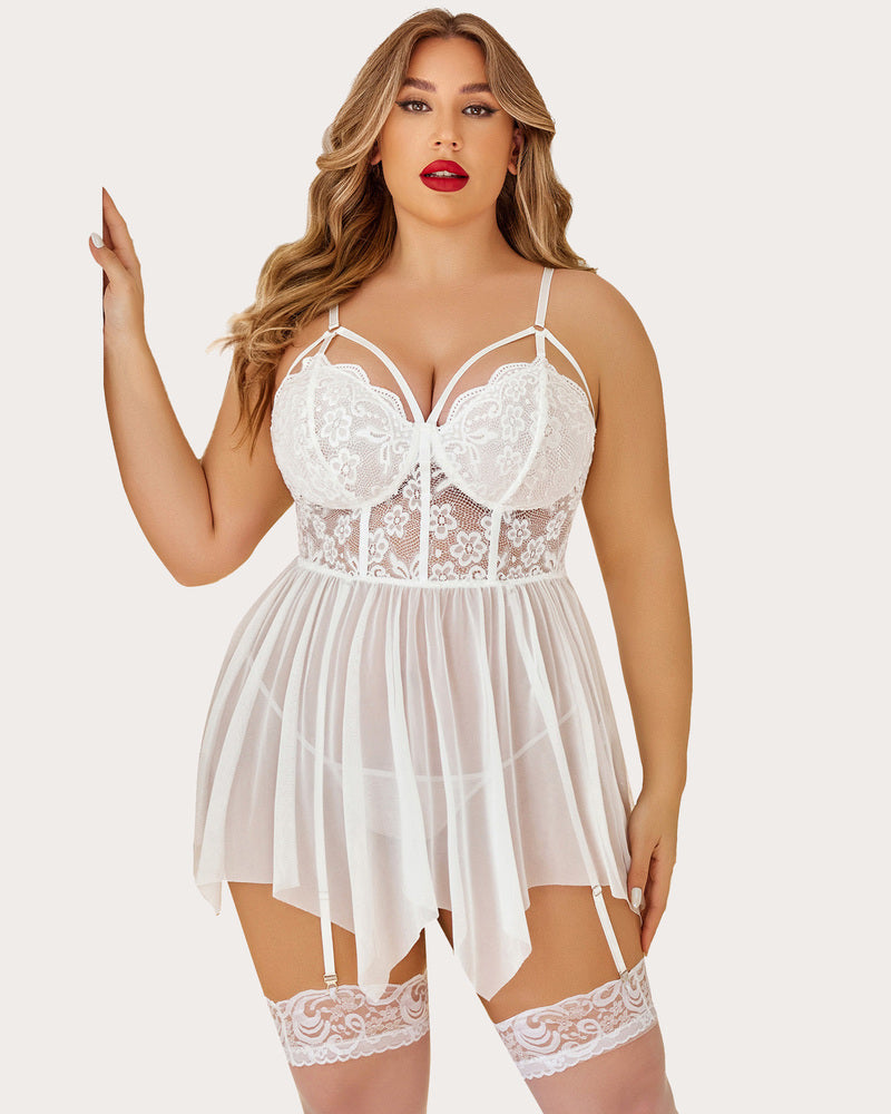 Plus Size Mesh Babydolls Lingerie-Babydolls - Tophatter Daily Deals