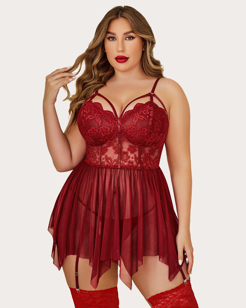 Plus Size Mesh Babydolls Lingerie-Babydolls - Tophatter Daily Deals
