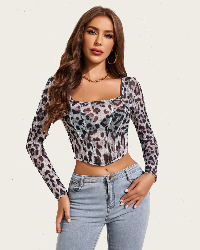 Mesh Top Y2K Sheer Blouse Lingeries-Crop tops - Tophatter Daily Deals