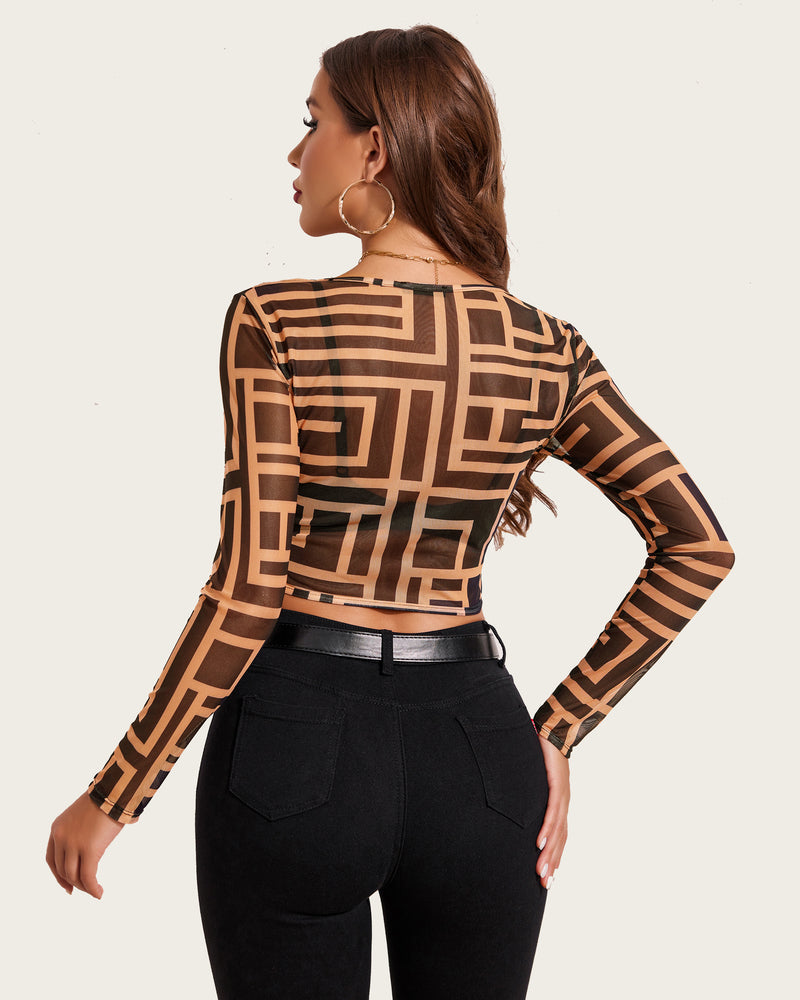 Mesh Top Y2K Sheer Blouse Lingeries-Crop tops - Tophatter Daily Deals