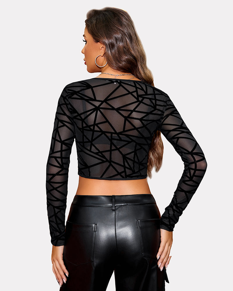 Mesh Top Y2K Sheer Blouse Lingeries-Crop tops - Tophatter Daily Deals