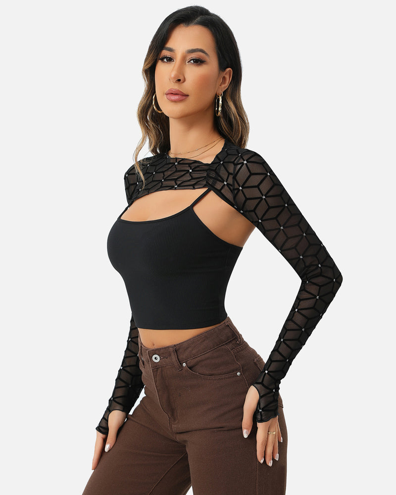 Mesh Crop Top with Cami Top Sets Lingeries-Crop tops - Tophatter Daily Deals