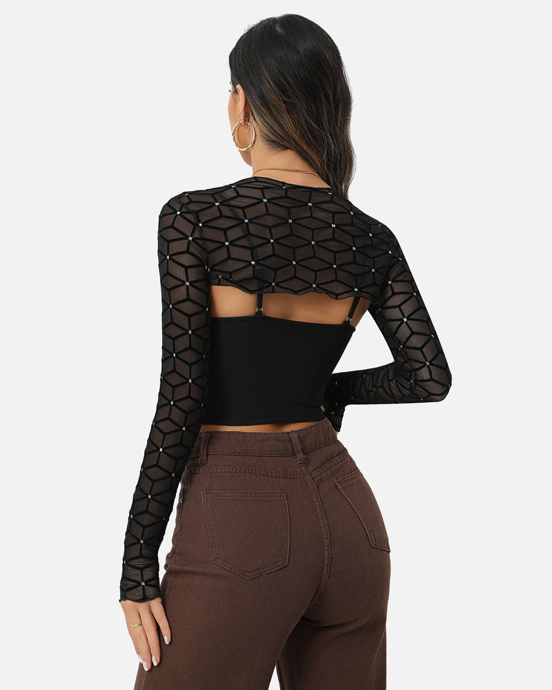 Mesh Crop Top with Cami Top Sets Lingeries-Crop tops - Tophatter Daily Deals