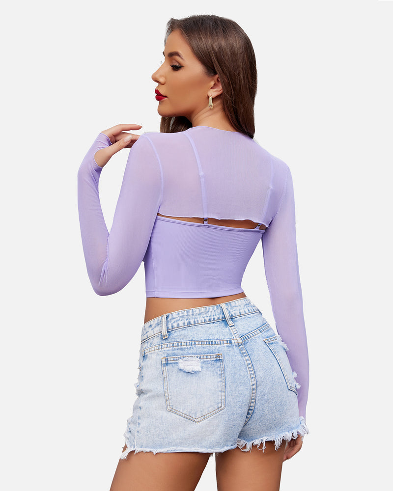 Mesh Crop Top with Cami Top Sets Lingeries-Crop tops - Tophatter Daily Deals