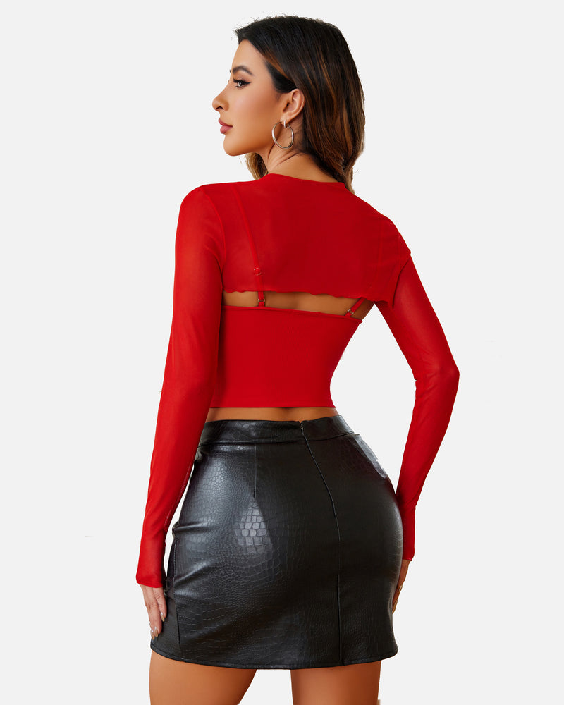 Mesh Crop Top with Cami Top Sets Lingeries-Crop tops - Tophatter Daily Deals