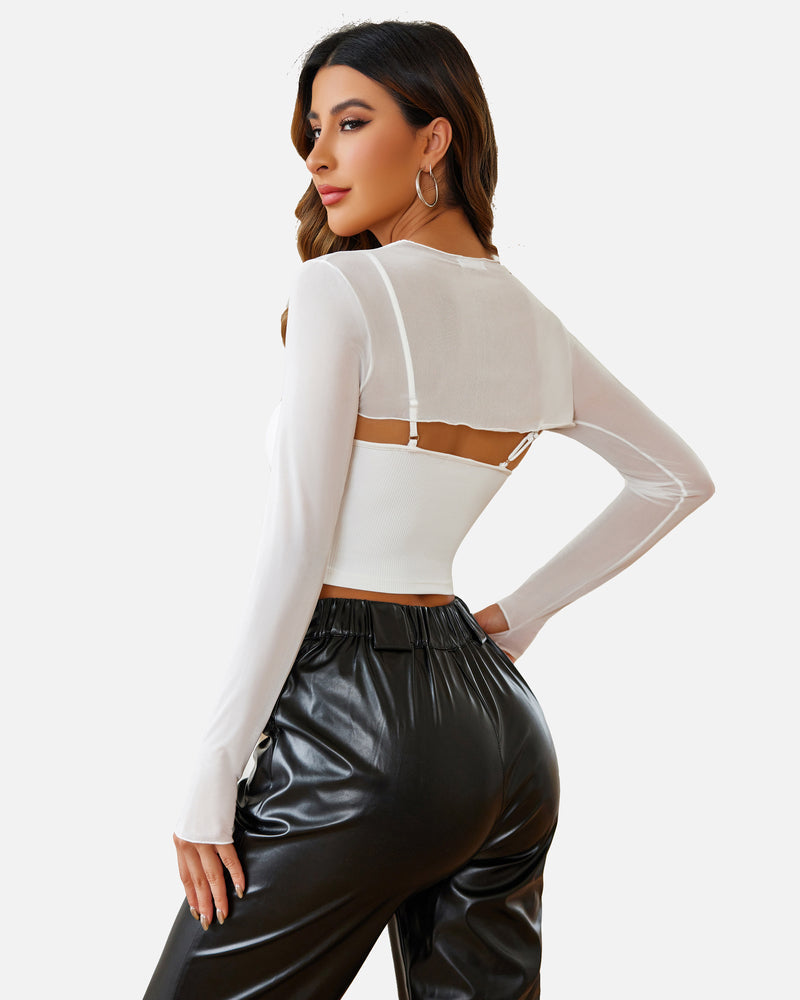 Mesh Crop Top with Cami Top Sets Lingeries-Crop tops - Tophatter Daily Deals