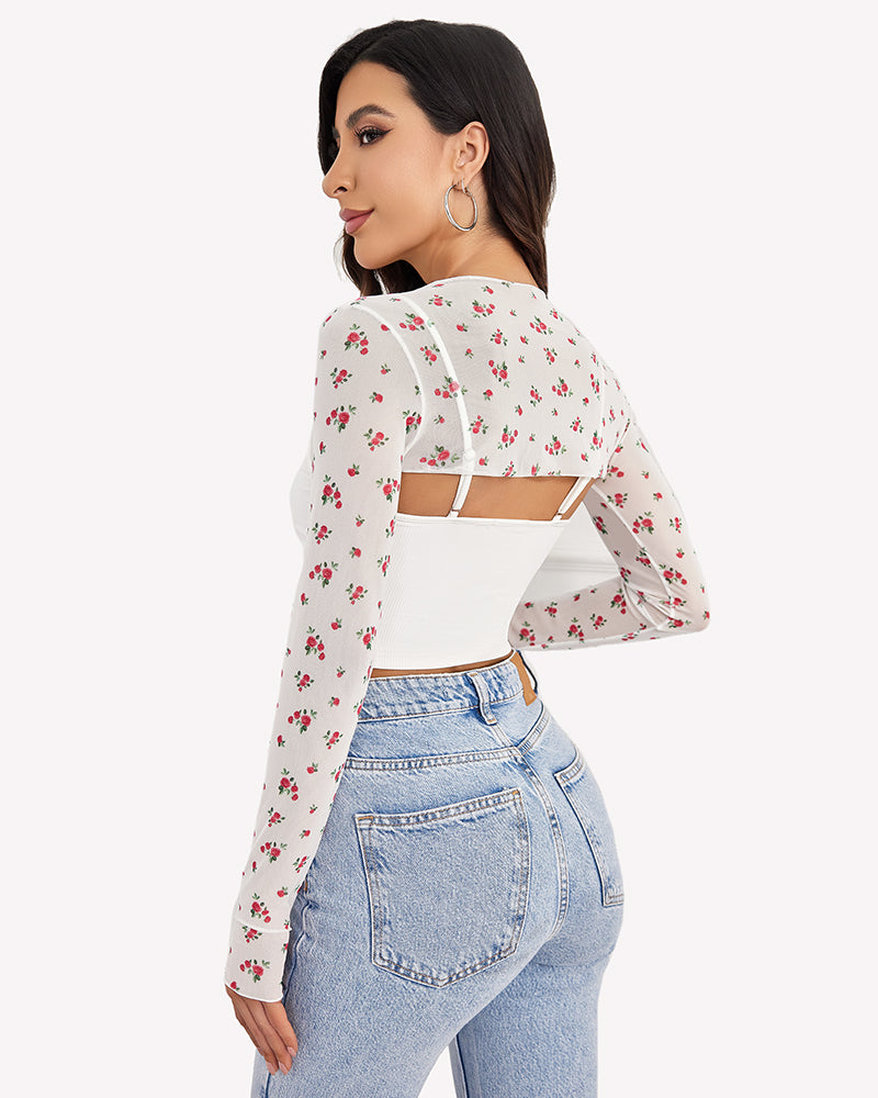Mesh Crop Top with Cami Top Sets Lingeries-Crop tops - Tophatter Daily Deals