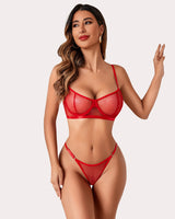 3 Pcs Fishnet Crop Sheer Sets (DE Only) Lingerie Sets-Bra Sets - Tophatter Daily Deals