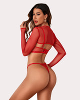 3 Pcs Fishnet Crop Sheer Sets (DE Only) Lingerie Sets-Bra Sets - Tophatter Daily Deals